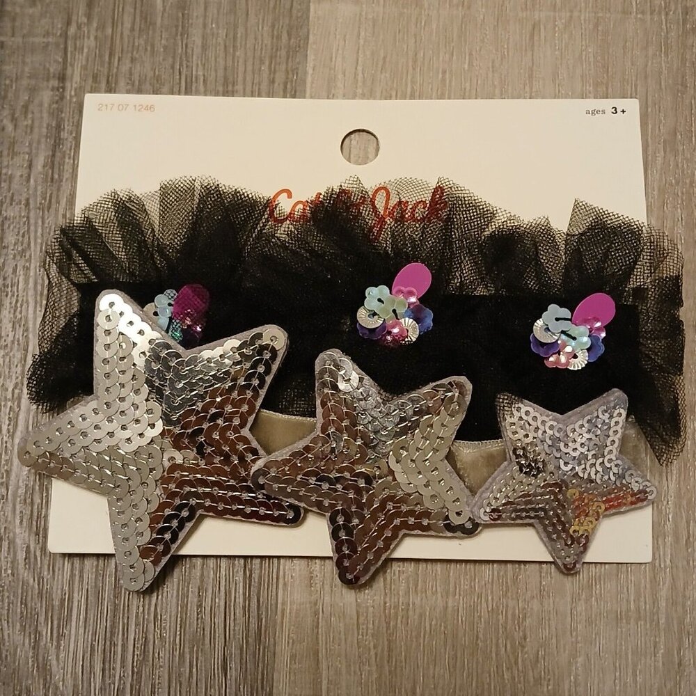 Cat & Jack 2-Pack Girl's Star Sequin Pattern & Ruffle Floral Sequin Headband